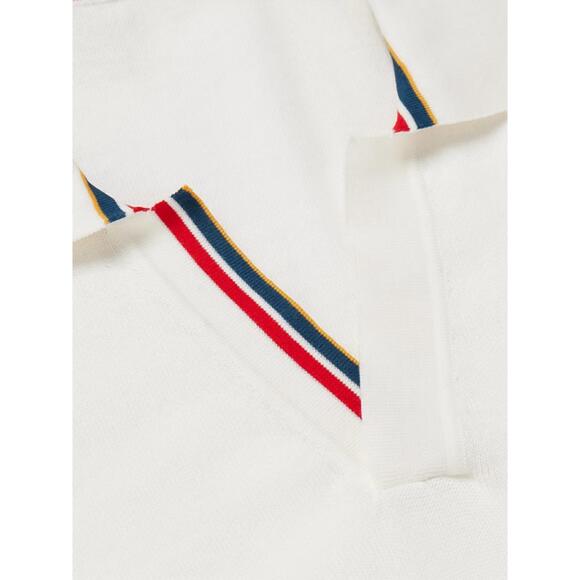 NEW ORLEBAR BROWN horton stripe cotton polo shirt - plus in white sand - Picture 5 of 6
